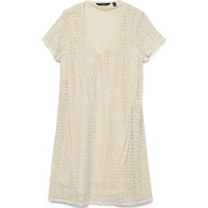 VERO MODA GIRL - A-lijn Jurk - Ecru - Midi - Korte Mouwen