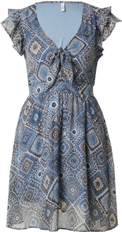 ONLY - ONLASTA - Jurk - Blauw - Zwart - Wit - Korte Lengte - V-hals