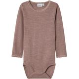 Merino Wol - Romper - Lange Mouwen - Drukknoopsluiting - Kantdetail