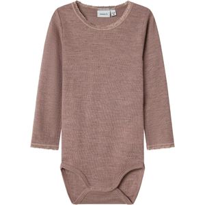 Merino Wol - Romper - Lange Mouwen - Drukknoopsluiting - Kantdetail