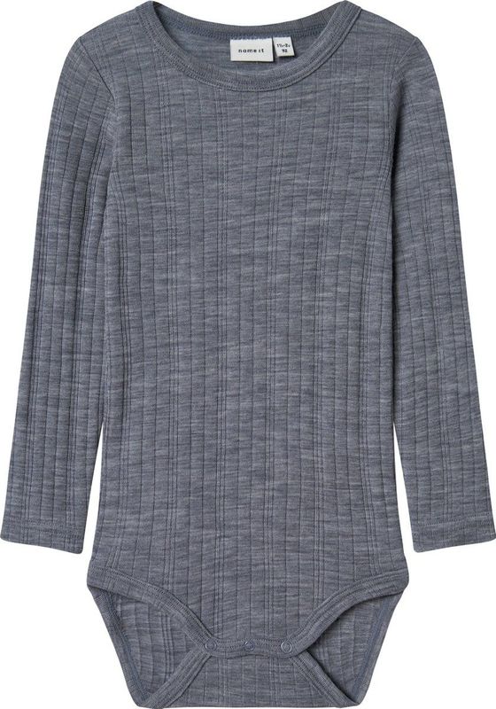 Merino Wol - Romper - Lange Mouwen - O-hals - Drukknoopsluiting