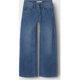 Jeans - Wijde Pijpen - Mid-Waist - Met Verstelbare Taille - Subtiele Slijtageplekken