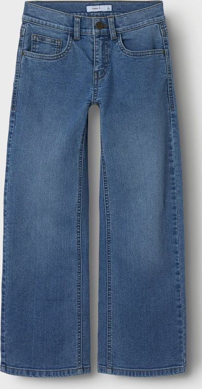 Jeans - Wijde Pijpen - Mid-Waist - Met Verstelbare Taille - Subtiele Slijtageplekken