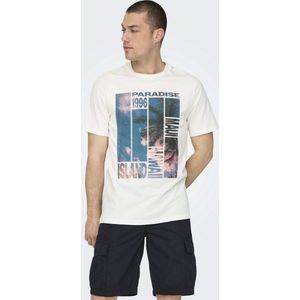 Only & Sons - T-shirt - Effen - Katoen - Motiefprint - Ronde Hals