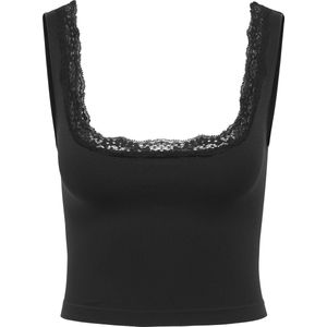 Only Dames Onlvicky Lace Singlet Square Neck Acc, zwart, S, zwart, S