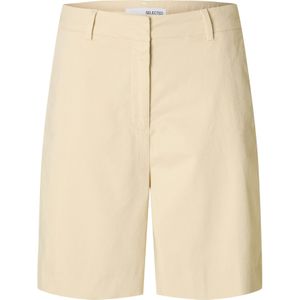 Selected Femme - Korte Broek - Beige - Katoen - High Waist Wide Leg