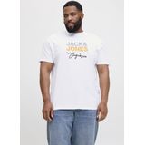 Jack & Jones - Canggu Crew Neck Shirt - Wit - Regular Fit - Plussize