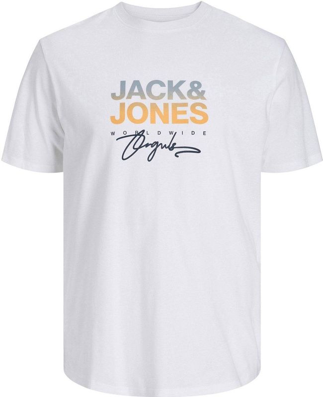 Jack & Jones - Canggu Crew Neck Shirt - Wit - Regular Fit - Plussize