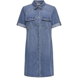 Blousejurk - Denim - Korte Mouwen - Ronde Hals - Casual Stijl