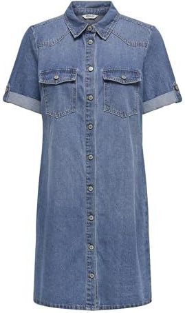 Jurk - Zwart - Katoen - V-hals met Knoopsluiting