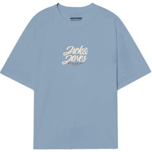 Jack & Jones - Shirt - Ecru - Lichtblauw - Karmijnrood