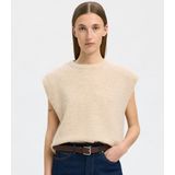 Selected Femme - SLFLULU SL Knit - Gebreid Vest - Beige - Dames