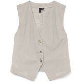 Top - Zwart - Katoen - Mouwloos - O-hals - Knoopsluiting