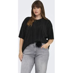 ONLY CARMAKOMA - Geplooide Top - Zwart - Katoen - Regular Fit