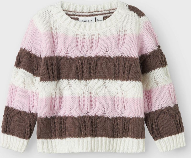 Gebreide Trui - Lange Mouwen - Pointelle - Geometrisch Patroon