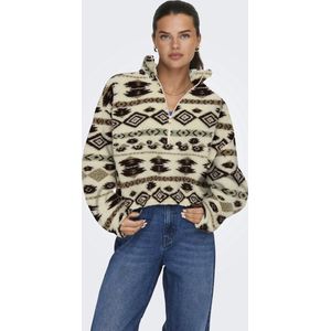 ONLY - ONLJANNE - Schipperstrui - Bruin - Fleece - Aztec Print