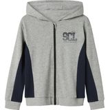 NAME IT - Sweatvest - Navy / Grijs Gemêleerd - Capuchon - Lange Mouw