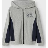 NAME IT - Sweatvest - Navy / Grijs Gemêleerd - Capuchon - Lange Mouw