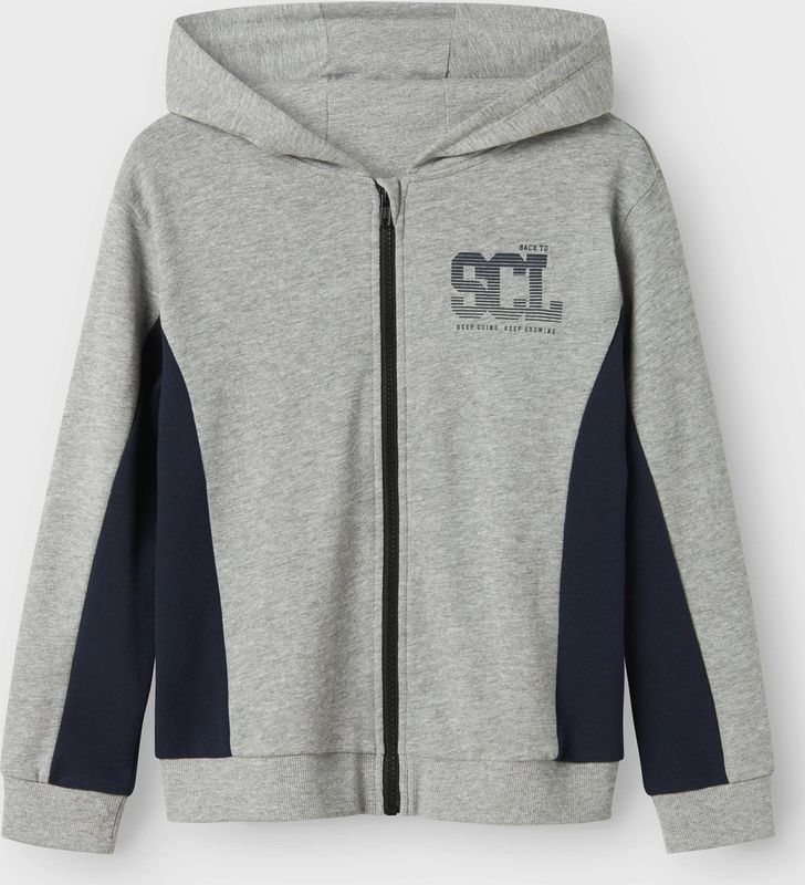 NAME IT - Sweatvest - Navy / Grijs Gemêleerd - Capuchon - Lange Mouw