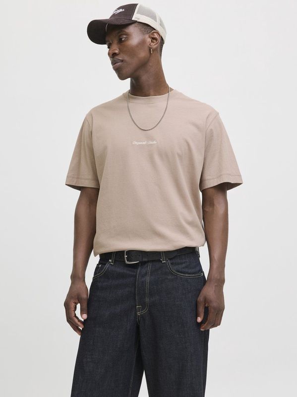 Jack & Jones - JORNORREBRO - Shirt - Mokka/Wit - Halve Mouw