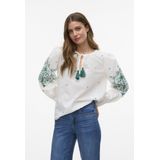 Vero Moda - Vmhiba Ls Top Wvn Spe 10303752 - Blouse - Snow White/Bosphorus