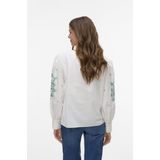 Vero Moda - Vmhiba Ls Top Wvn Spe 10303752 - Blouse - Snow White/Bosphorus