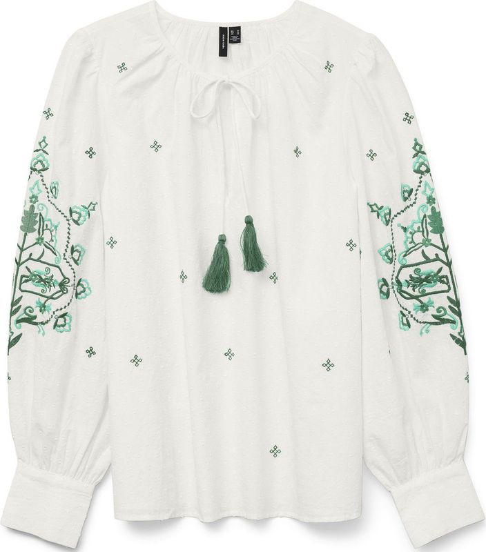 Vero Moda - Vmhiba Ls Top Wvn Spe 10303752 - Blouse - Snow White/Bosphorus