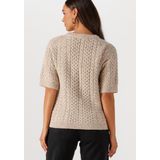 Selected Femme - Slfnelly 2/4 Knit O-Neck - Wollen Trui - Beige
