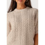 Selected Femme - Slfnelly 2/4 Knit O-Neck - Wollen Trui - Beige