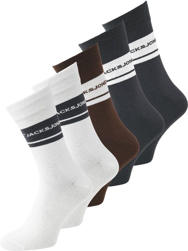 Jack & Jones - Ryland - Sokken - Wit - Bruin - Donkergrijs - 5-pack