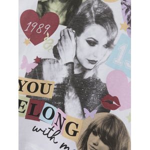 TWO SOON Shirt 'Taylor Swift'  groen / lila / rood / zwart / wit