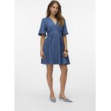 Vmmelaney - Korte Jurk - V-Hals - 2/4 Mouwen - Knoopsluiting - Regular Fit