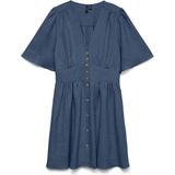 Vmmelaney - Korte Jurk - V-Hals - 2/4 Mouwen - Knoopsluiting - Regular Fit