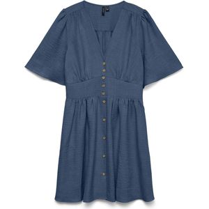 Vmmelaney - Korte Jurk - V-Hals - 2/4 Mouwen - Knoopsluiting - Regular Fit