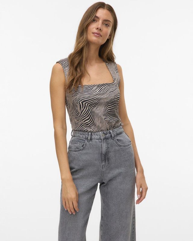 Vero Moda - Oatmeal Zebra - Blousetop - Beige - Polyester Mix