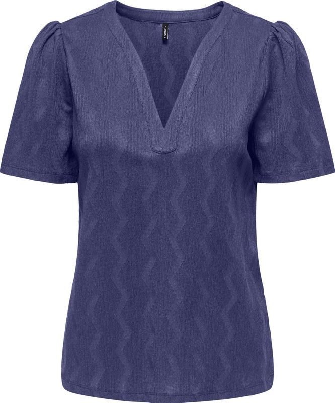 Only T-shirt Onldia V-neck Pleat Top Cs Jrs 15333479 Skipper Blue Dames Maat - XXL