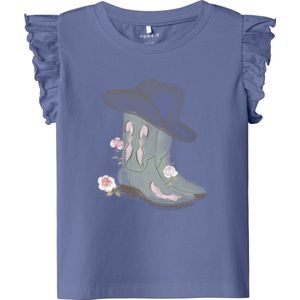 NAME IT Meisjes Nmfhadia SS Top Box, gebleekte denim, 122-128