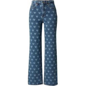 Vero Moda Jeans Vmtessa Hr Wide Jeans Print Ga Noos 10331375 Medium Blue Denim/hearts Dames Maat - W29 X L34