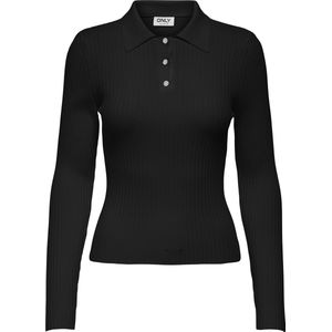Only - Onlelisa Rib Polo - Trui - Zwart - Dames