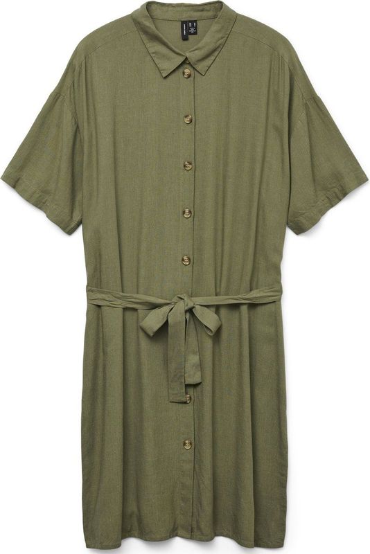 Blousejurk - Chinese Boord - Korte Mouwen - Knoopsluiting - Loose Fit