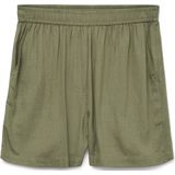 Korte Broek - Deep Lichen Green - 70% Viscose 30% Linnen - Elastische Band