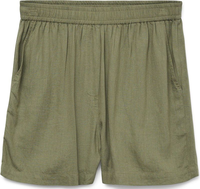 Korte Broek - Deep Lichen Green - 70% Viscose 30% Linnen - Elastische Band