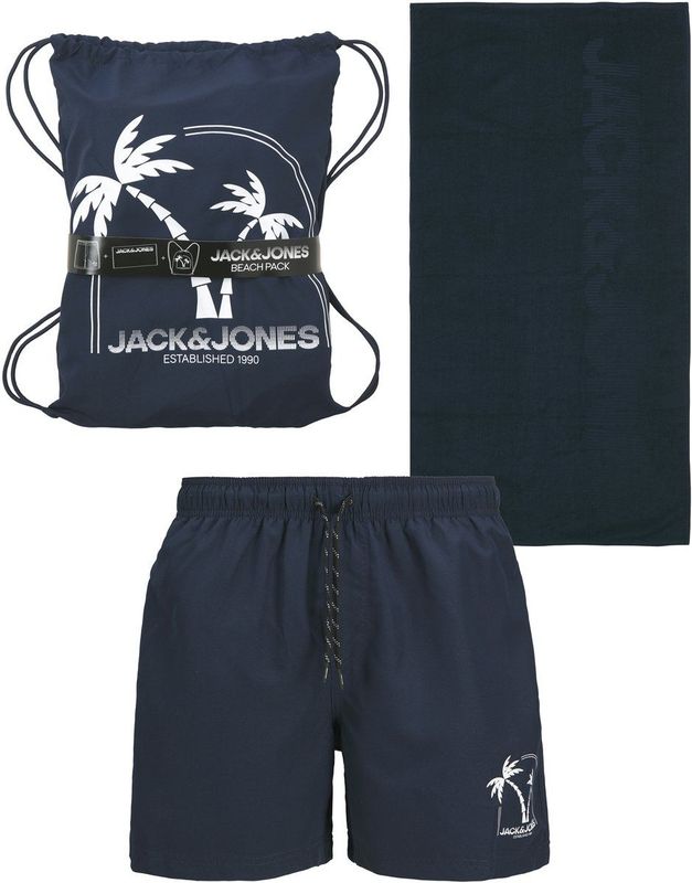 JACK & JONES - Zwemshort - Blauw - Katoen - Inclusief Tas en Handdoek