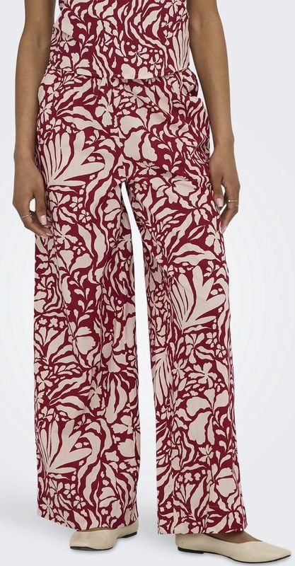 ONLY - ONLKALEEN - Casual Broek - Rood - Wide Leg - Hoge Taille