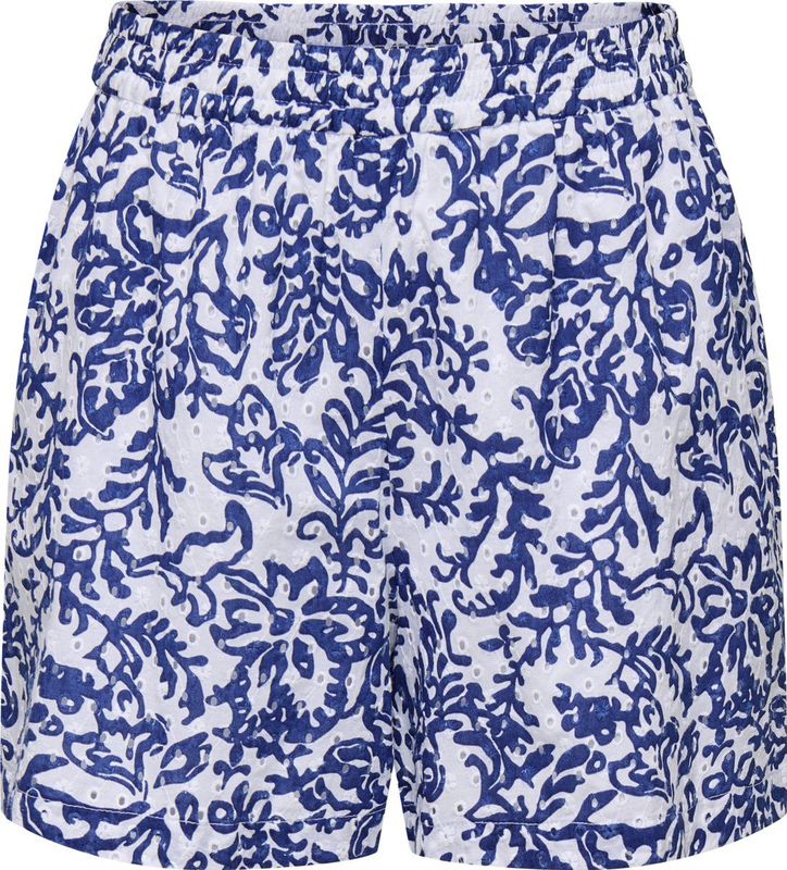 Only - Onlkelly Chanee Emb Shorts - Korte Broek - Cloud Dancer/Spring Crocus - Dames