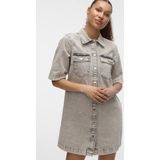 Blousejurk - Denim - Overhemdkraag - Knoopsluiting - Borstzakken - Kort