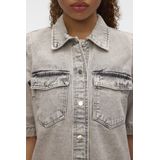 Blousejurk - Denim - Overhemdkraag - Knoopsluiting - Borstzakken - Kort