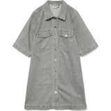 Blousejurk - Denim - Overhemdkraag - Knoopsluiting - Borstzakken - Kort