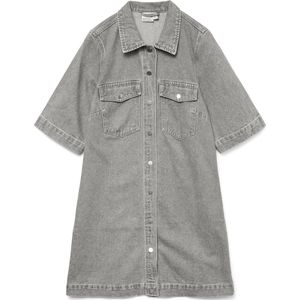 Blousejurk - Denim - Overhemdkraag - Knoopsluiting - Borstzakken - Kort