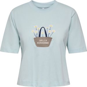 Only - Vita Shirt - Lichtblauw - T-shirt - Loose Fit - Korte Mouwen